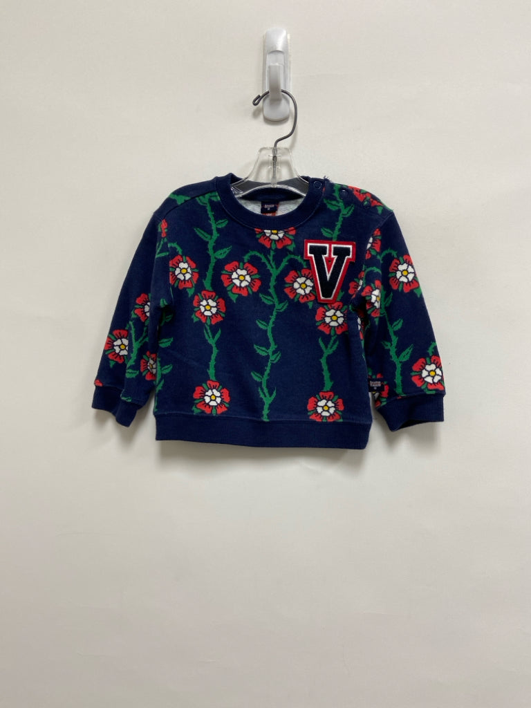 SIZE 12M Navy Red/Green Flowers Girl&