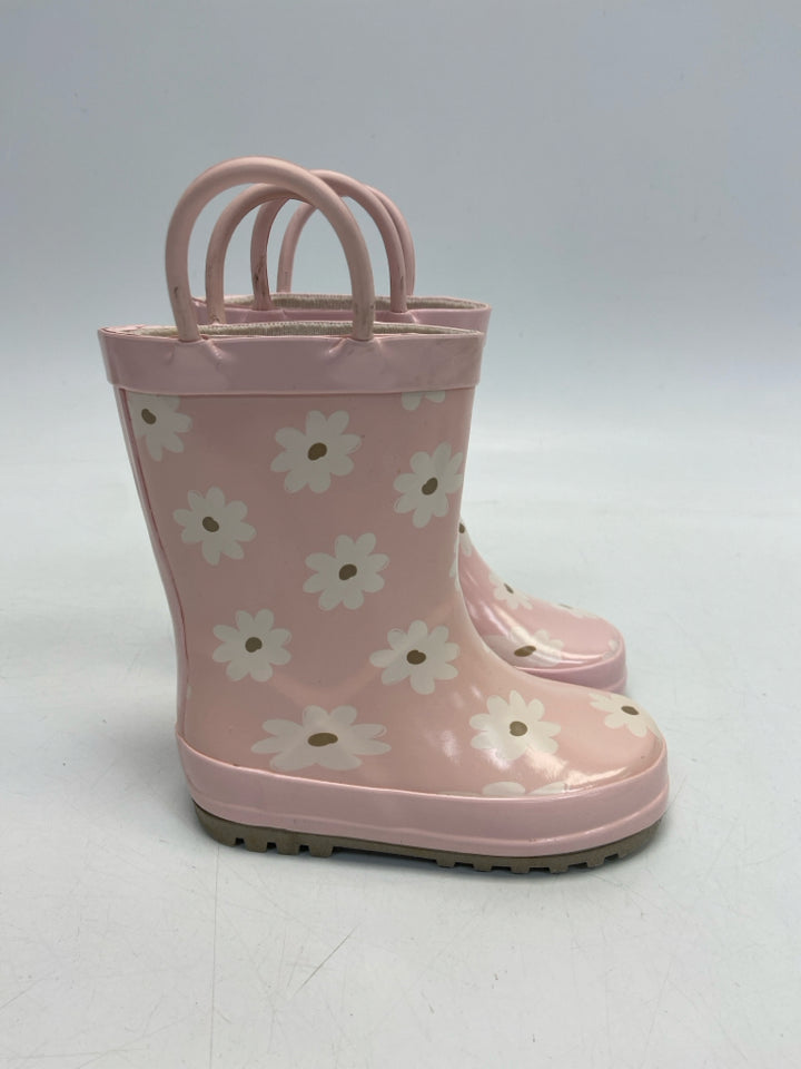 SIZE 5 Pink White/Brown Flowers Rubber Girl&