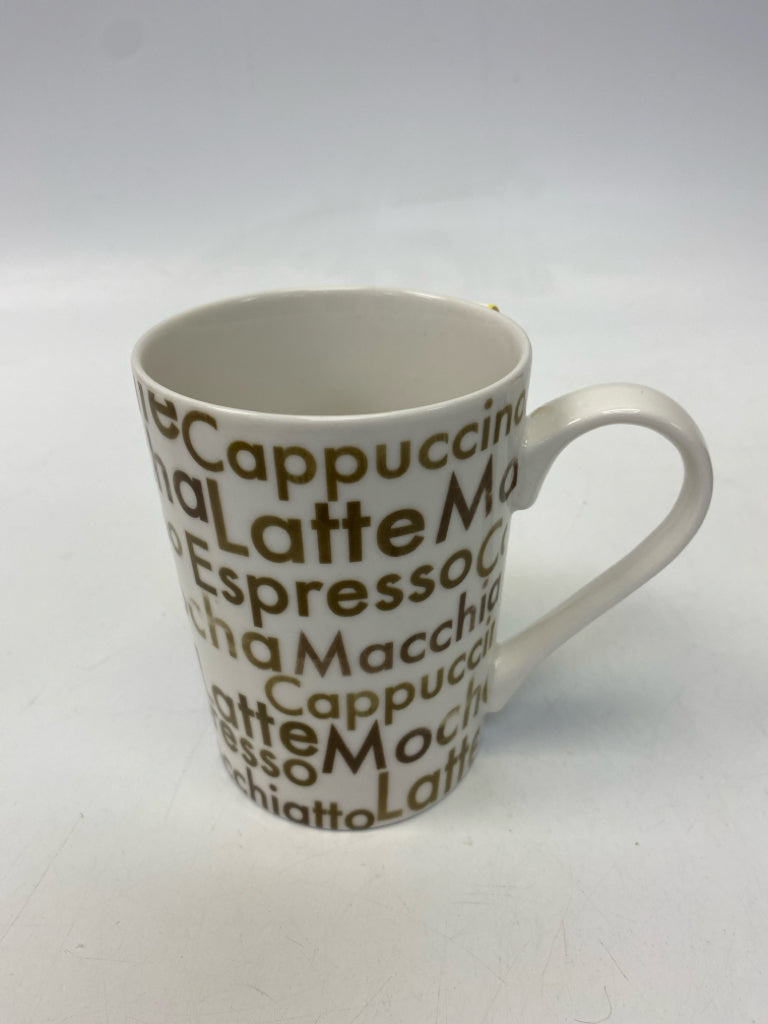 White Brown Words Coffee Mug