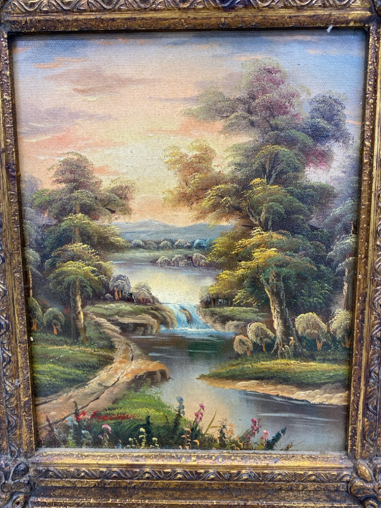 Green Multi Color Landscape Canvas Art