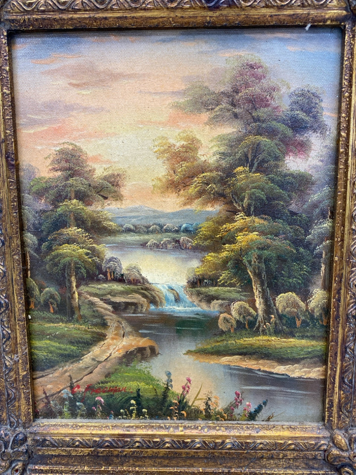 Green Multi Color Landscape Canvas Art
