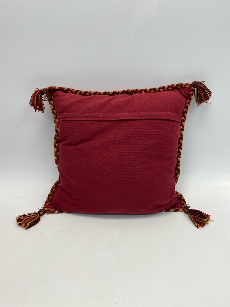 Red/Gold Burgundy/Orange Striped Pillow