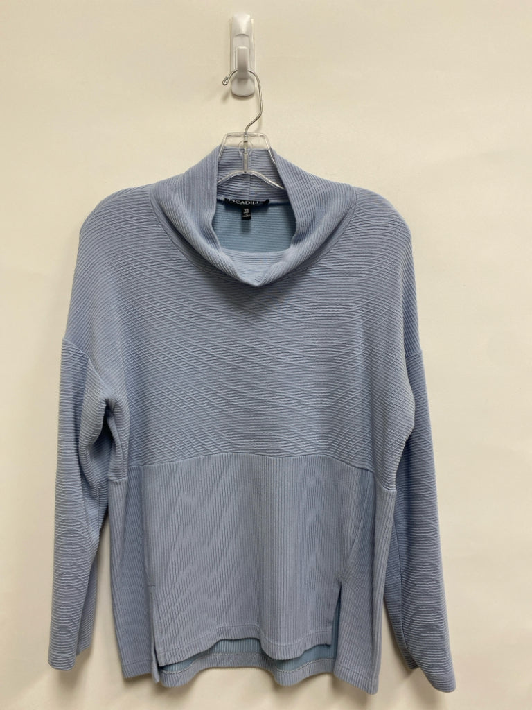 Picadilly Size XS Powder Blue Ribbed Cowl Neck Ladies Top