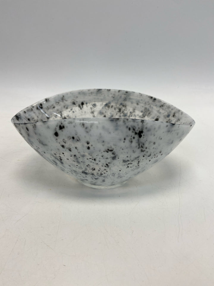 White Black Mottled Glass Decorative Bowl