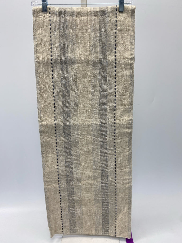 Beige Blue Striped Table Runner