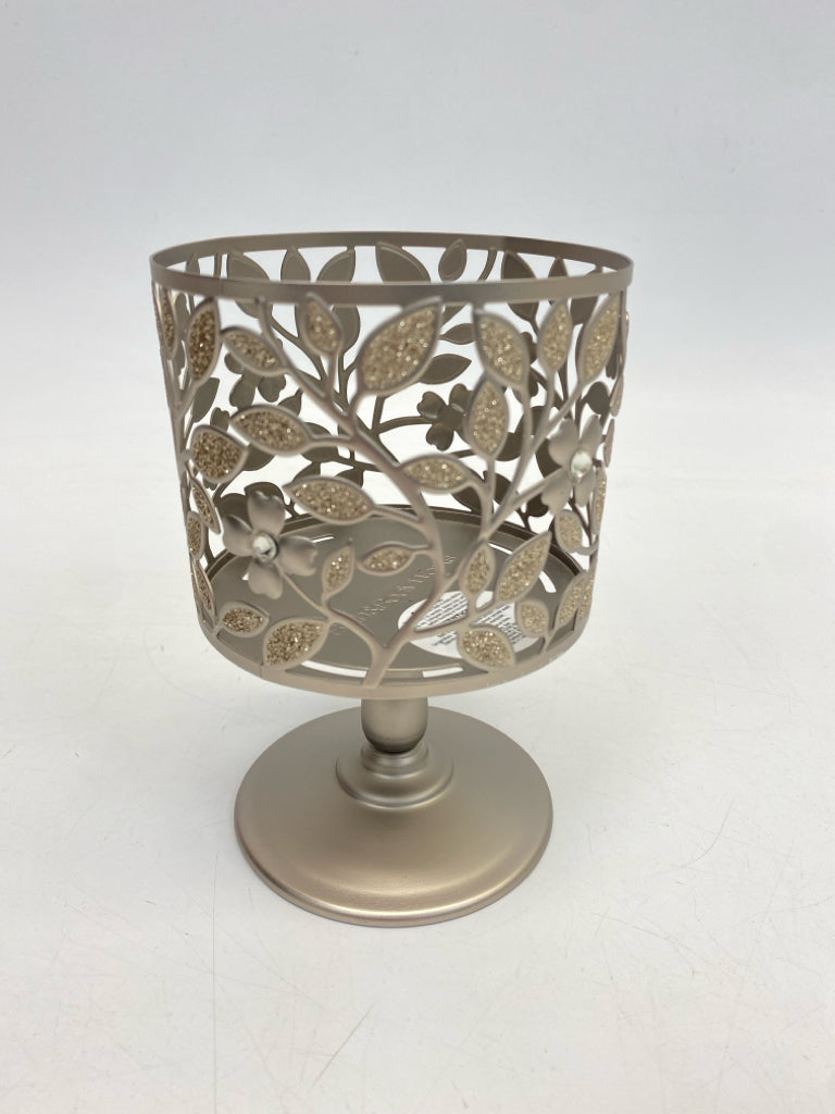Silver Gold Leaves Metal Candleholder(s)