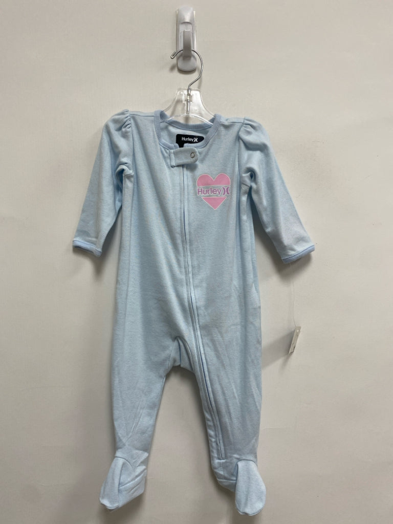 NWT Hurley SIZE 6M Pale Blue Pink Hearts Girl&