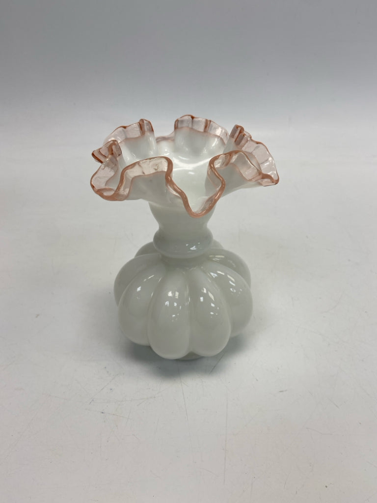 White Pink Glass Vase