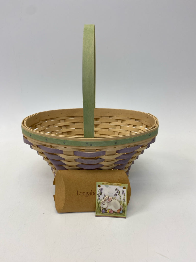 Longaberger 2004 Large Whitewashed Easter Basket w/Bunny Charm