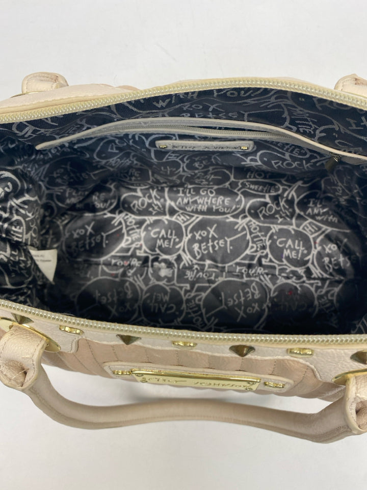 Betsey Johnson Tan Gold Studded Handbag