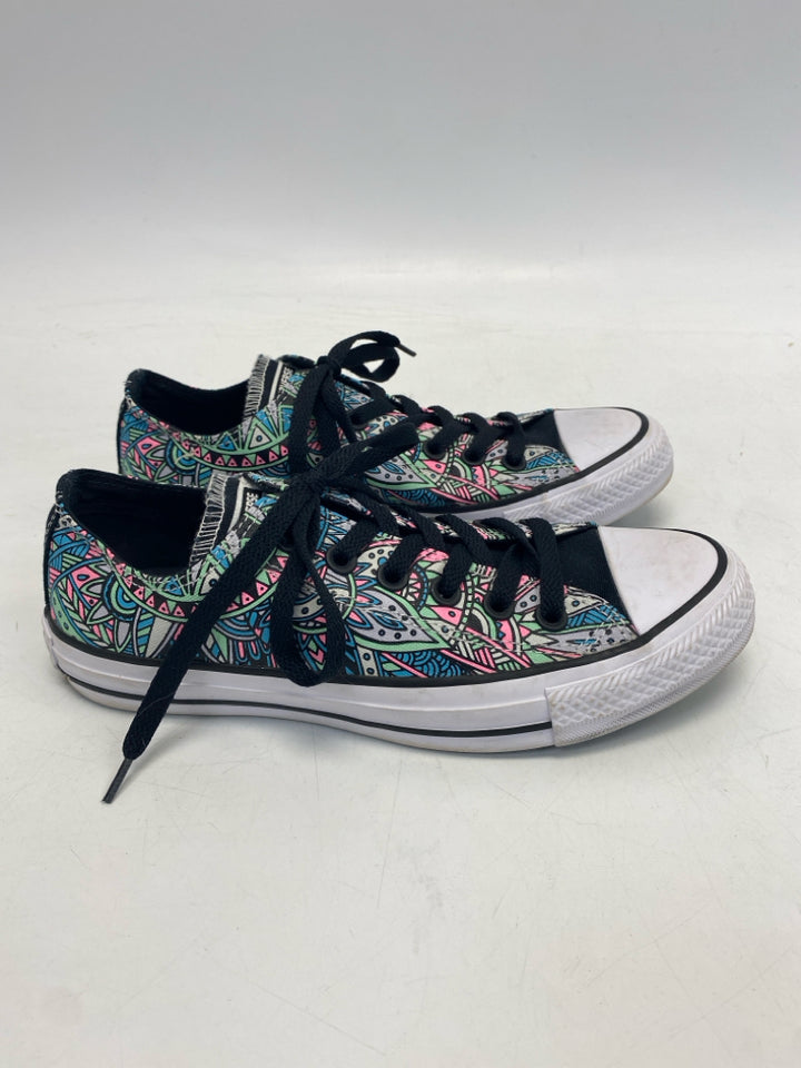 Converse US Shoe Size 7 Black Multi-Color Lace-up Sneakers