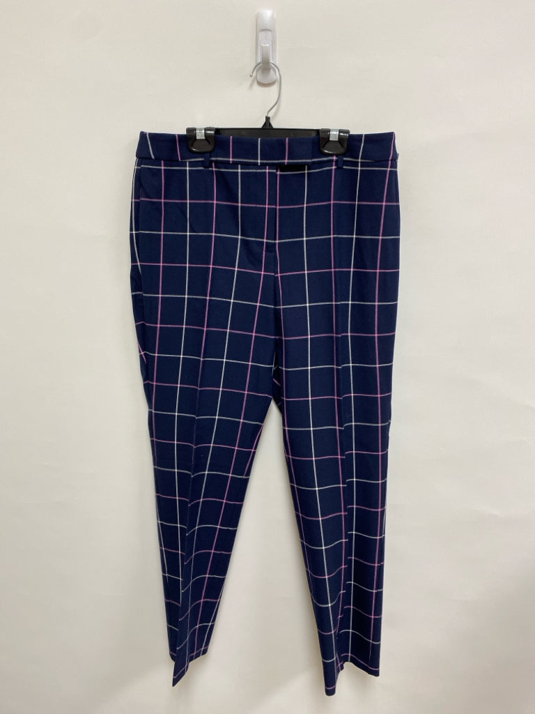 Talbots Size 10P Navy Pink/White Windowpane Petite Pants