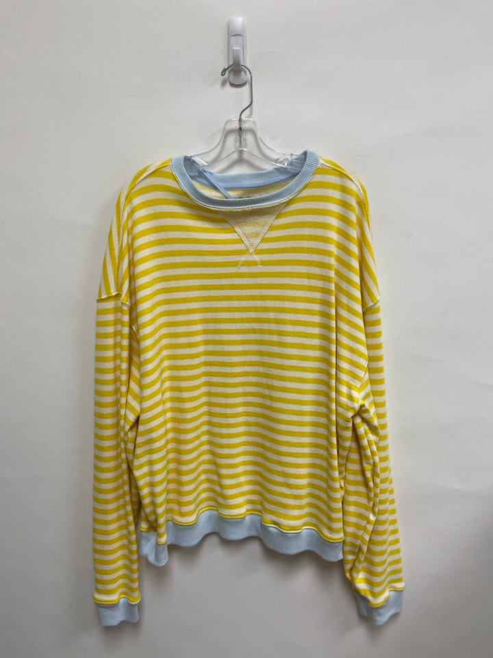 We The Free Size S Yellow/Cream Striped Ladies Sweatshirt