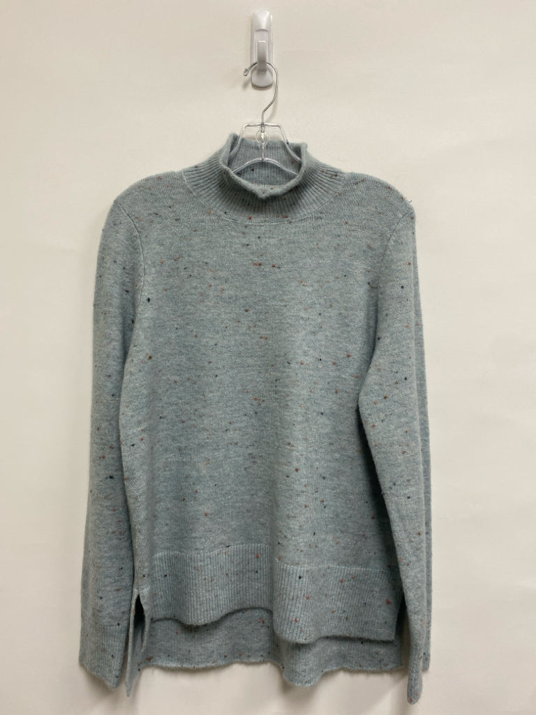 LOFT Size M Light Blue Navy/Tan Speckles Mock Neck Ladies Sweater
