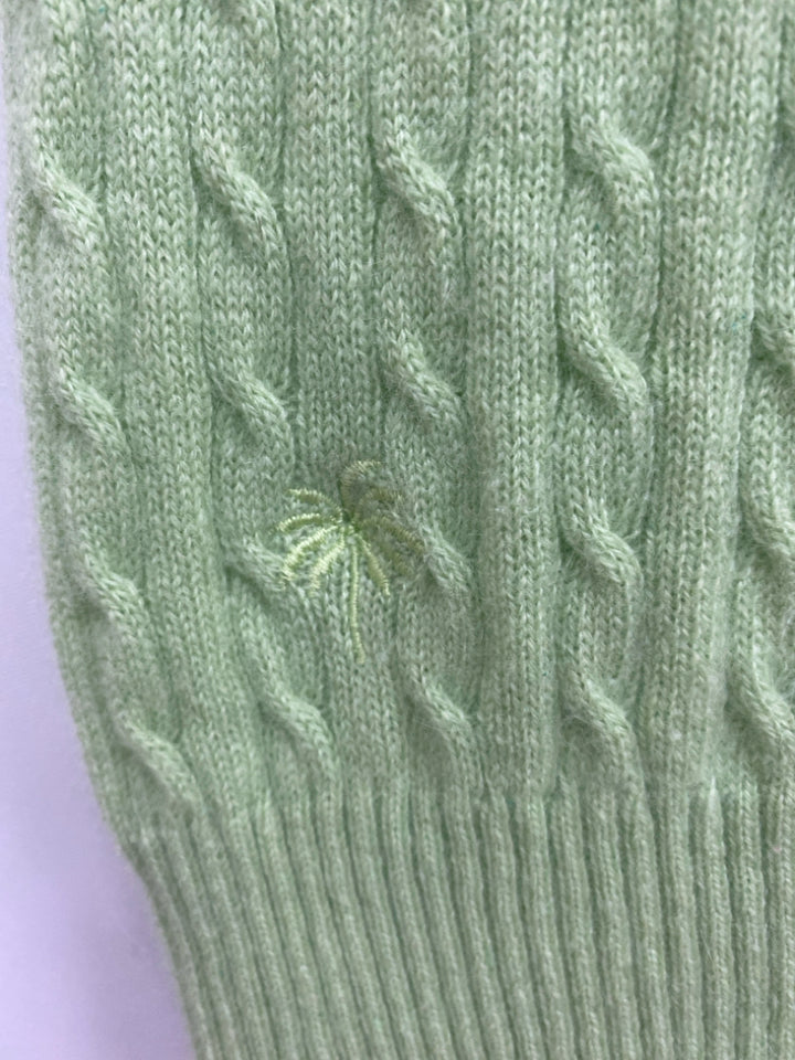 LILLY PULITZER Size L Lime Green Cable Knit Short Sleeve Cashmere Ladies Sweater