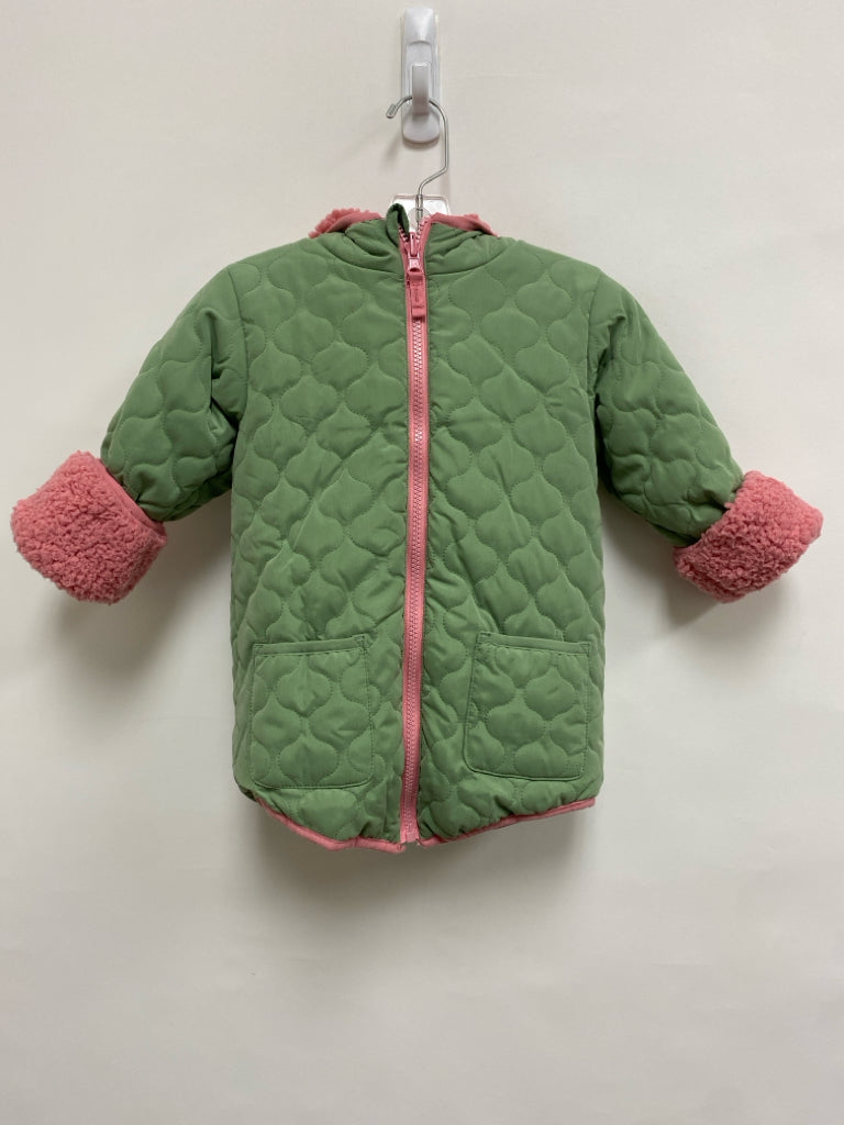 okie dokie SIZE 2T Green Pink Hooded Sherpa Girl&