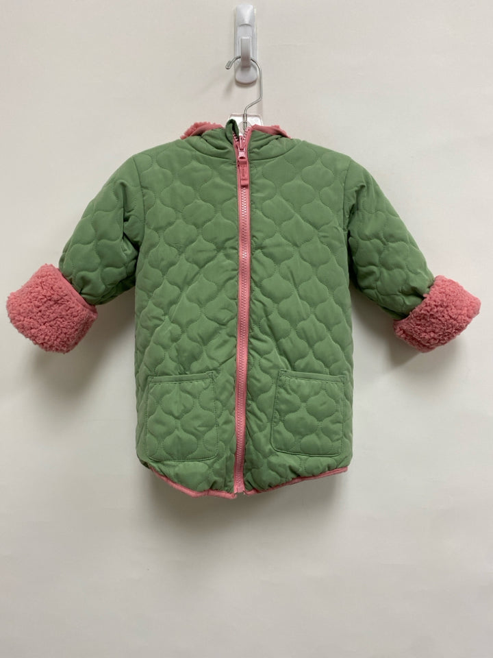 okie dokie SIZE 2T Green Pink Hooded Sherpa Girl&