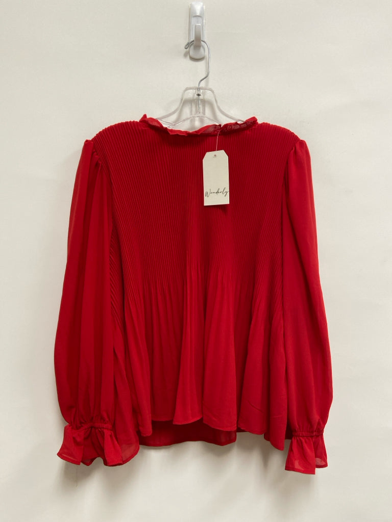 NWT wonderly Size MP Red Pleats Petite Top