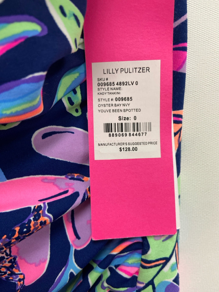 NWT LILLY PULITZER Size 0 Navy Neon/Multi Ladies Swimwear