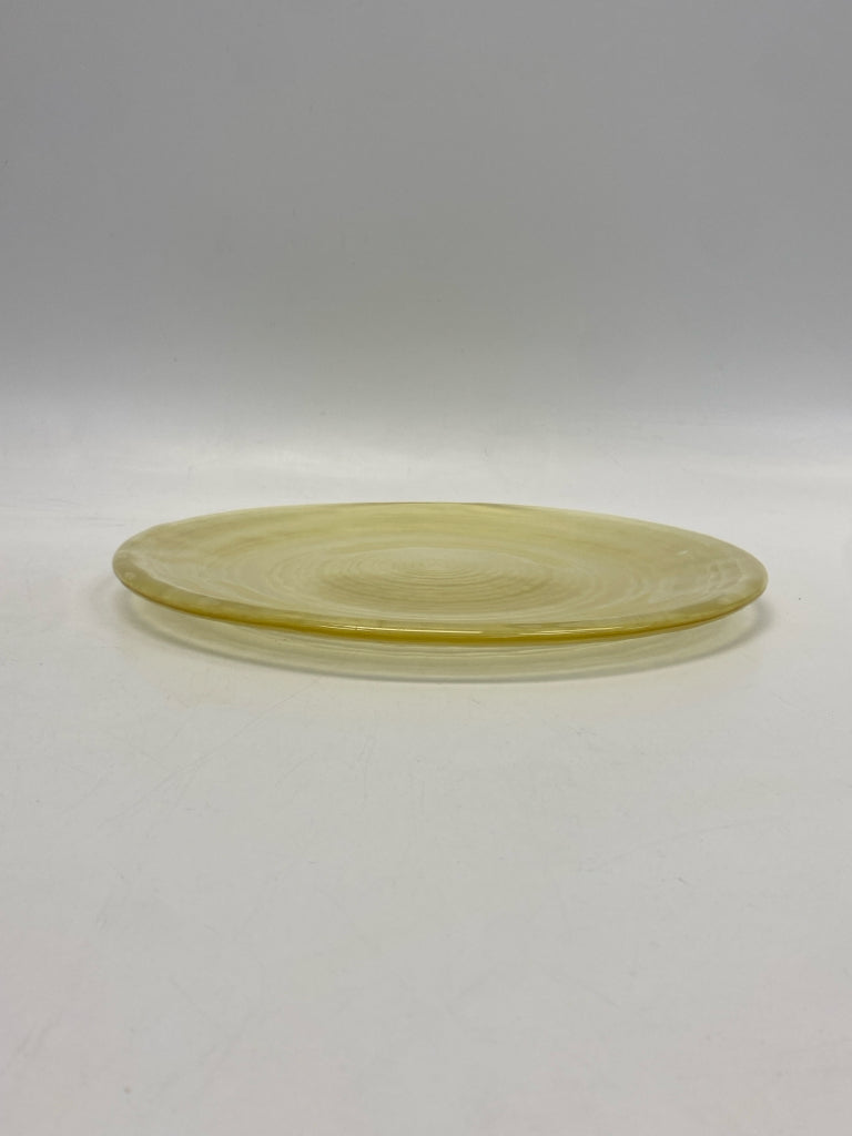 Yellow Frosted Glass Serving Piece