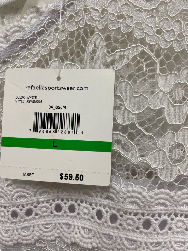 NWT Rafaella Size L White Sleeveless Lace Ladies Top