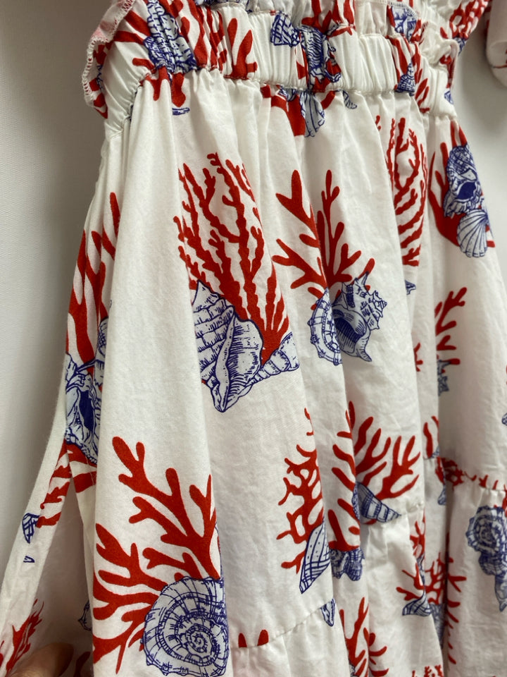 Size XS White Red/Blue Sea Coral Tiered Ladies Dress