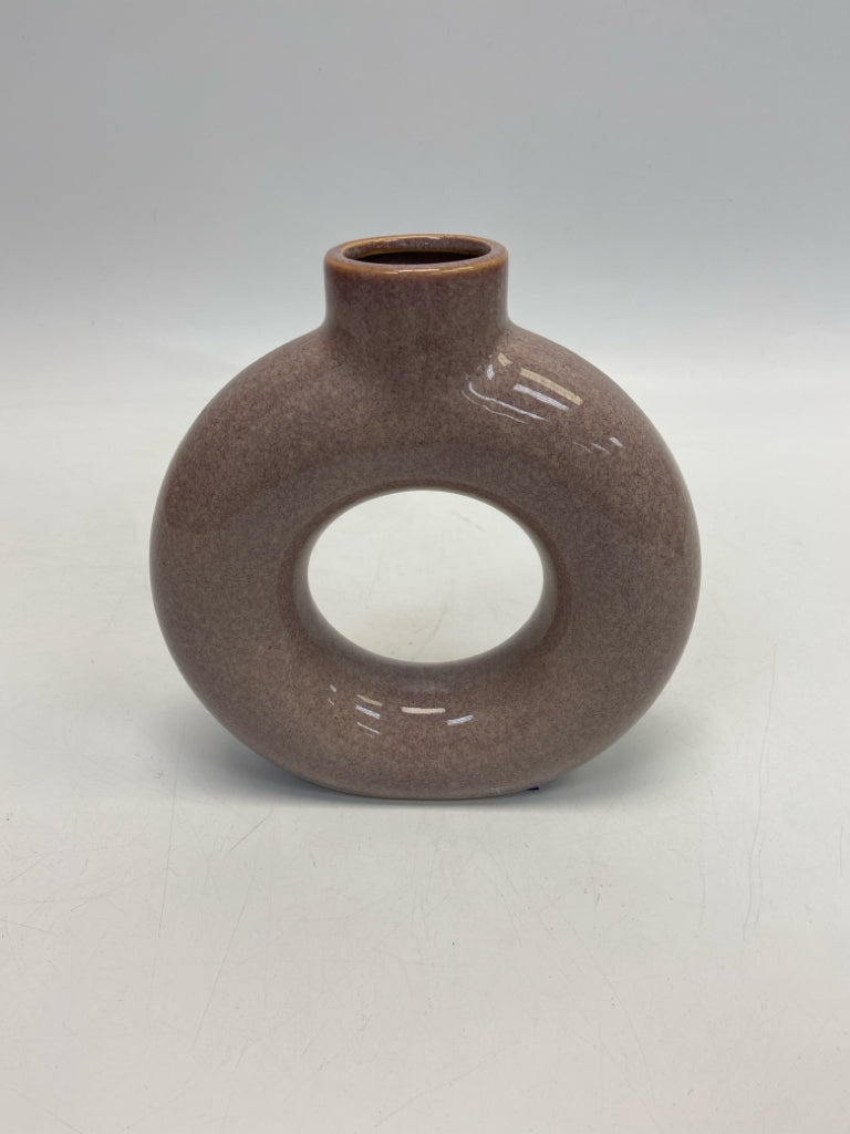 Mauve Cut-Out Ceramic Vase