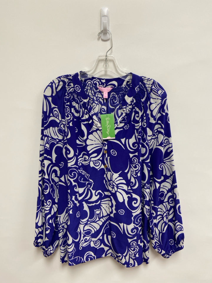 NWT LILLY PULITZER Size M Blue/White Shells Ladies Top