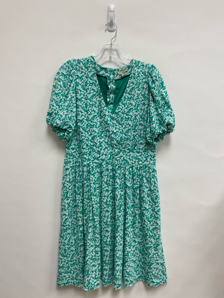Boden Size 10 Teal Green White Floral Puff Sleeve Ladies Dress