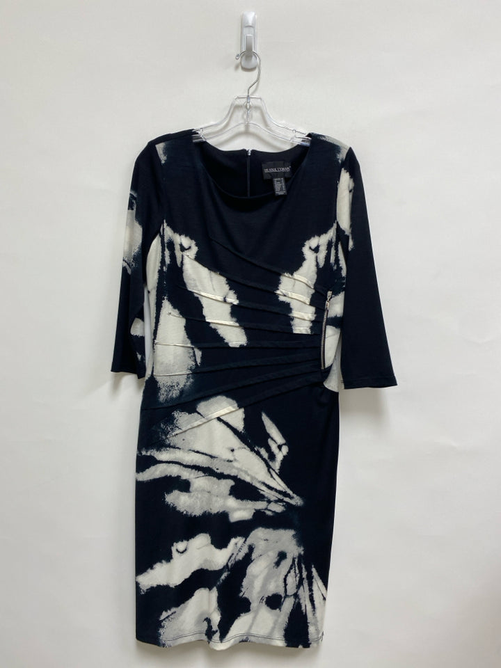 Frank Lyman Size 10 Black White/Gray Abstract Ladies Dress