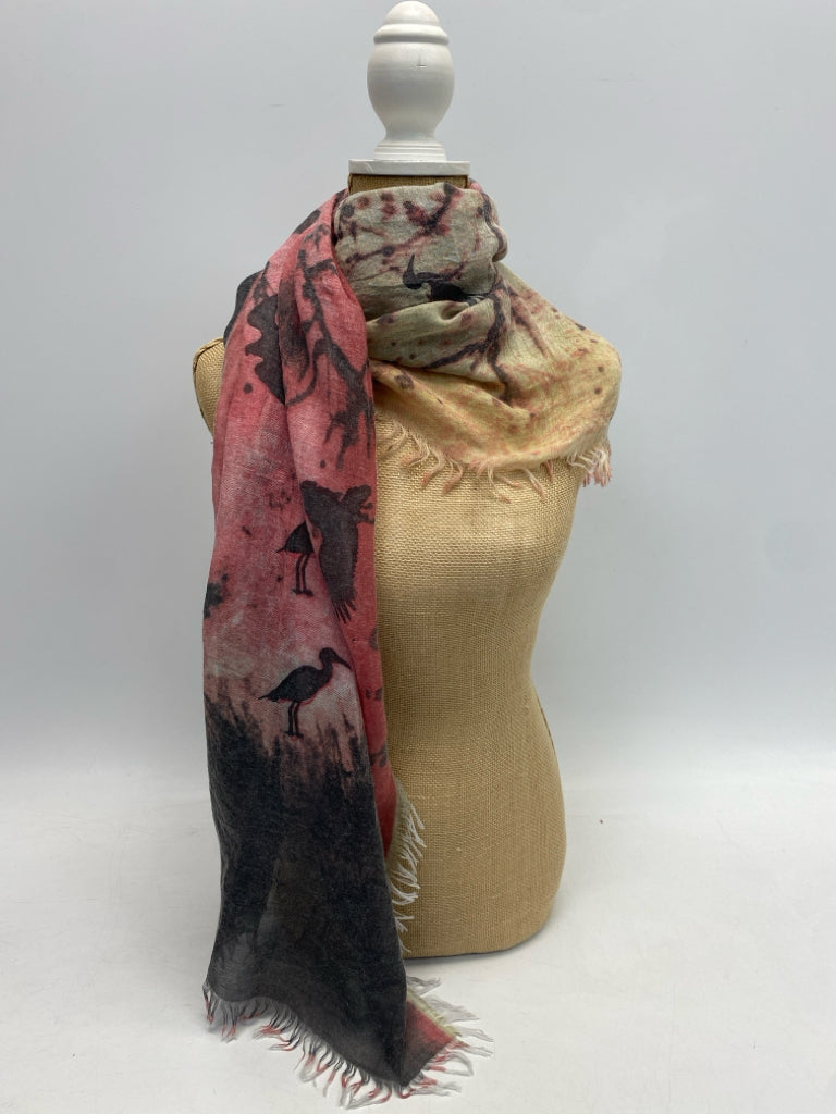 NWT Just Classic  Red Beige Scarf