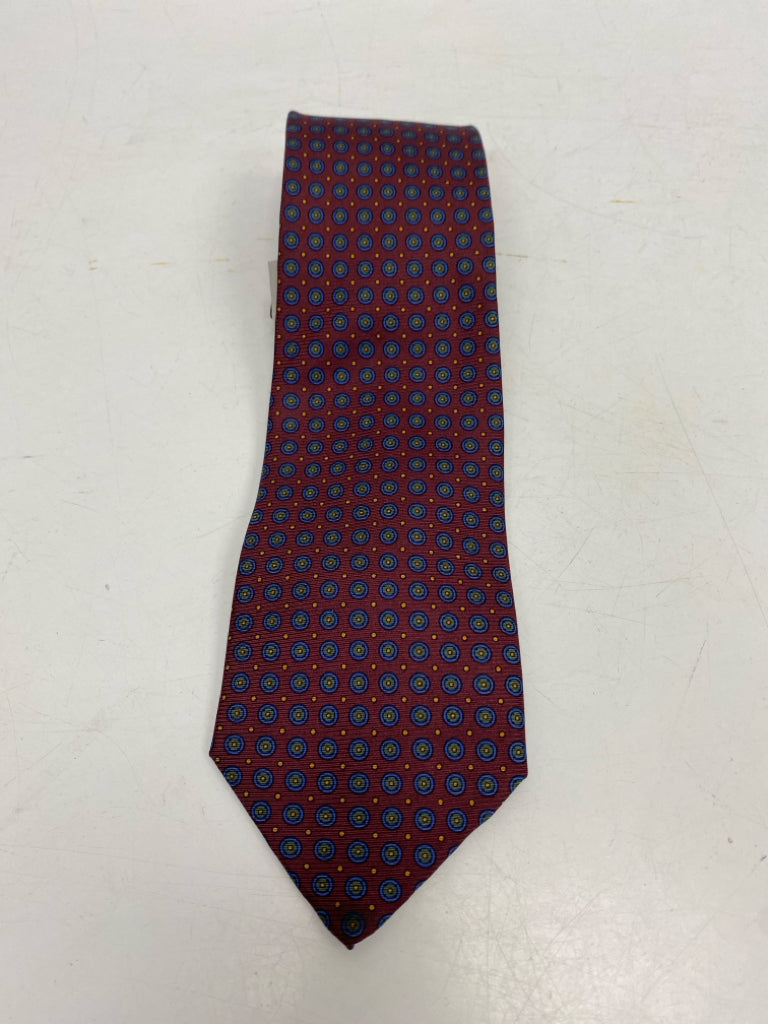 Ralph Lauren Burgundy Blue/Green Circles Silk Men&