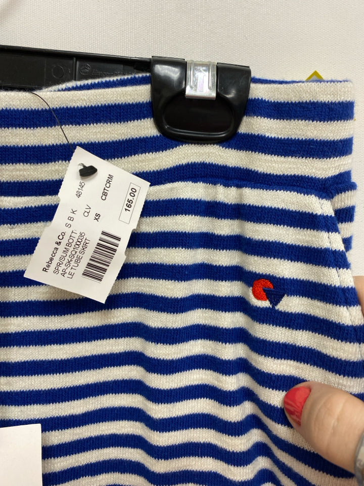 NWT Clare V. Size XS Blue/White Stripes Knit Ladies Skirt