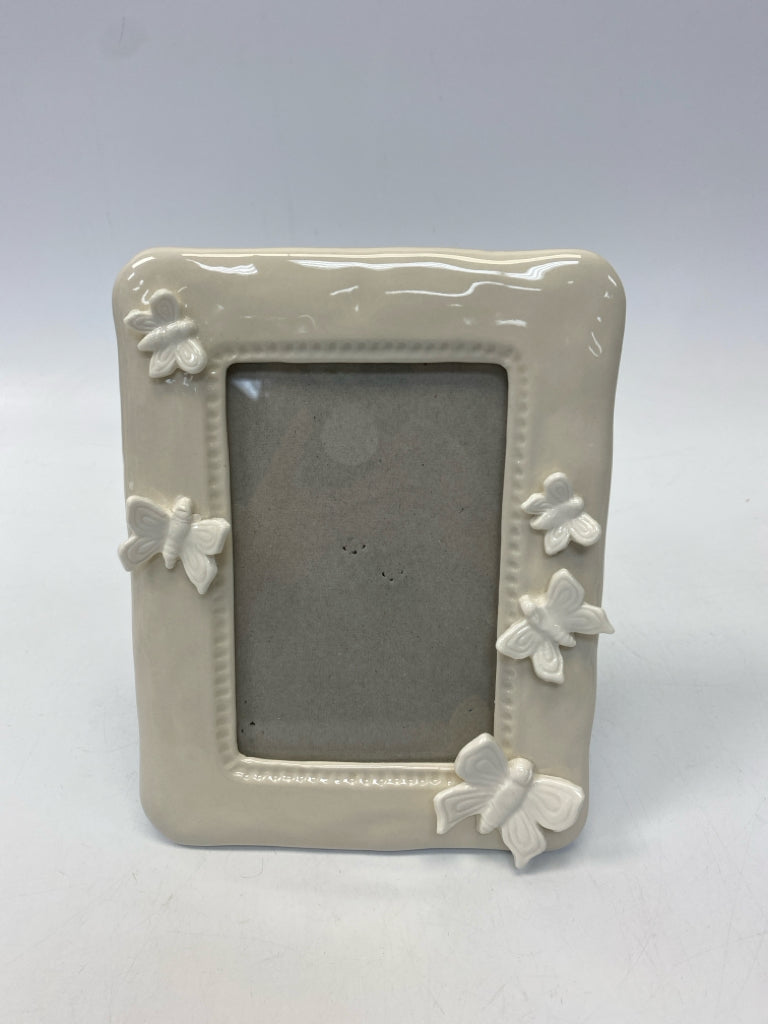 Cream Butterflies Ceramic Frame