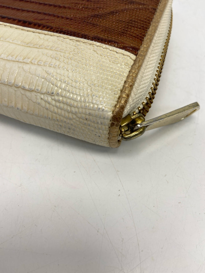 Brahmin Cream Brown Embossed Wallet
