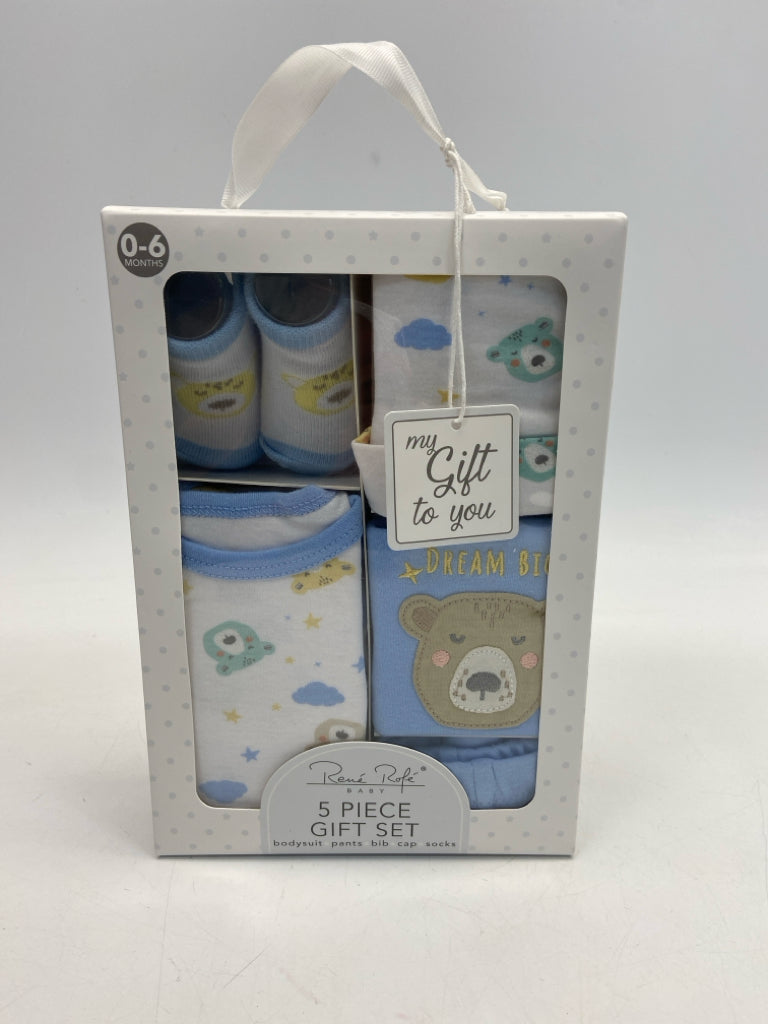 SIZE 0-6M White Blue/Multi Bears Misc. Baby Gift