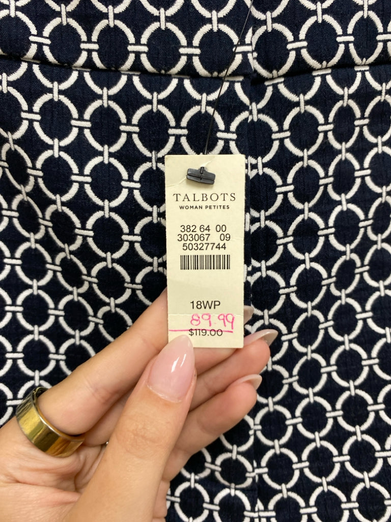 NWT Talbots  SIZE  18WP Navy White Geometric Plus Size Pants
