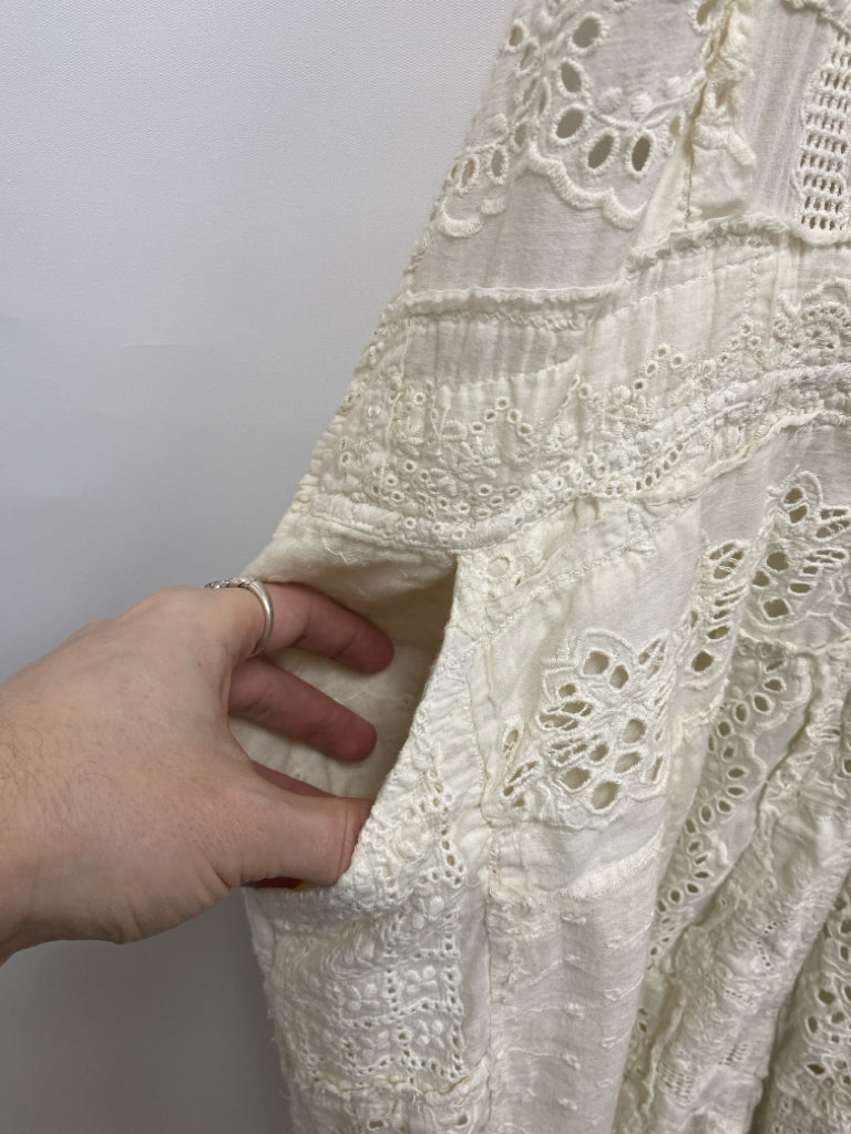 NWT Magnolia Pearl Size OSFM Cream Patchwork Eyelet Ladies Overalls