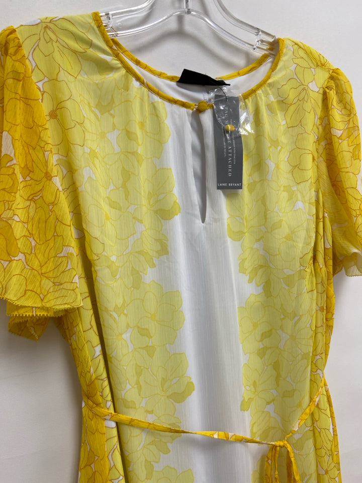 NWT Lane Bryant  SIZE  14/16 Yellow/White Flowers Sheer Plus Size Dress