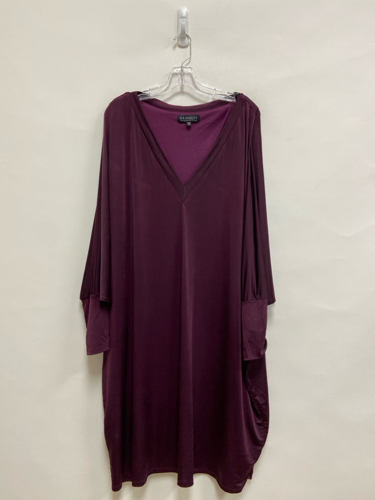 ELOQUII Size 26/28 Plum Batwing Plus Size Dress
