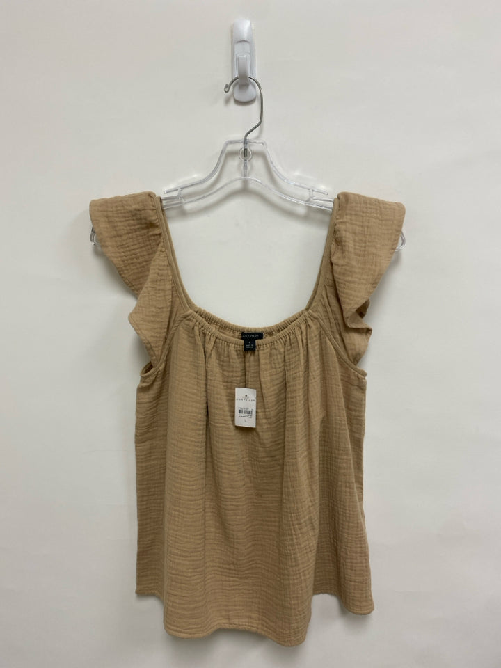 Ann Taylor Size S Beige Ruffles Sleeveless Gauze Ladies Top