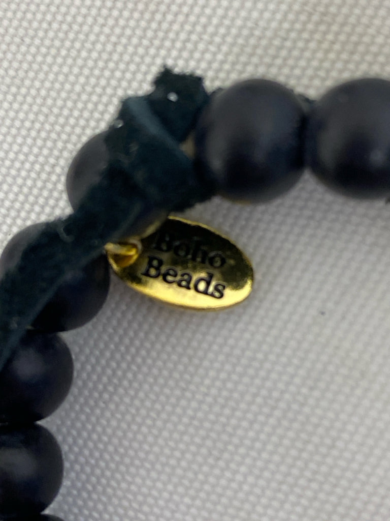 Boho Beads Black Gold Color Cross Necklace