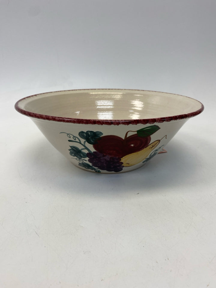 Cream Burgundy/Multi Fruit Pottery