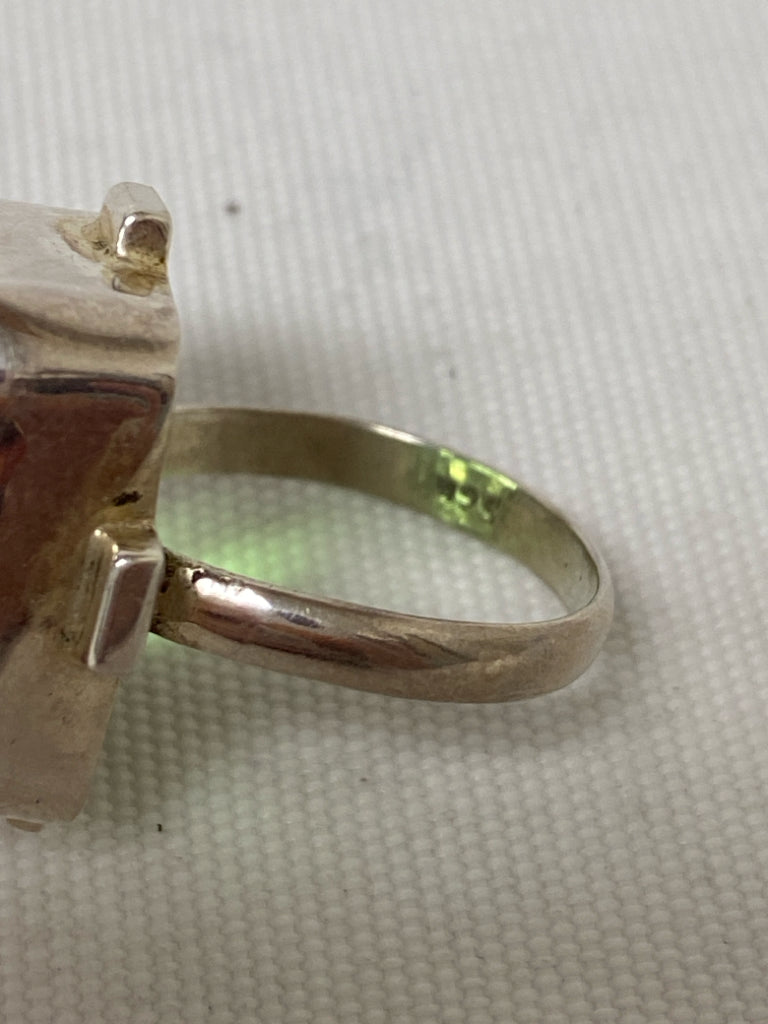 Green Silver Rectangle(s) Ring