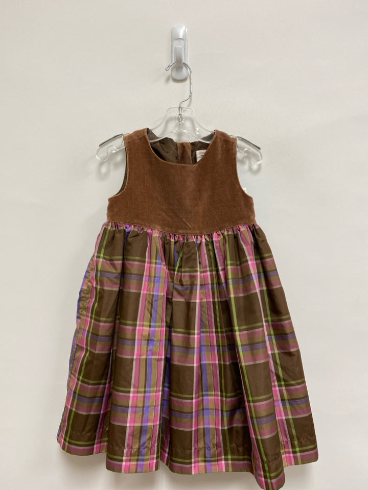 Gap SIZE 3 Brown Pink/Green Plaid Sleeveless Girl&