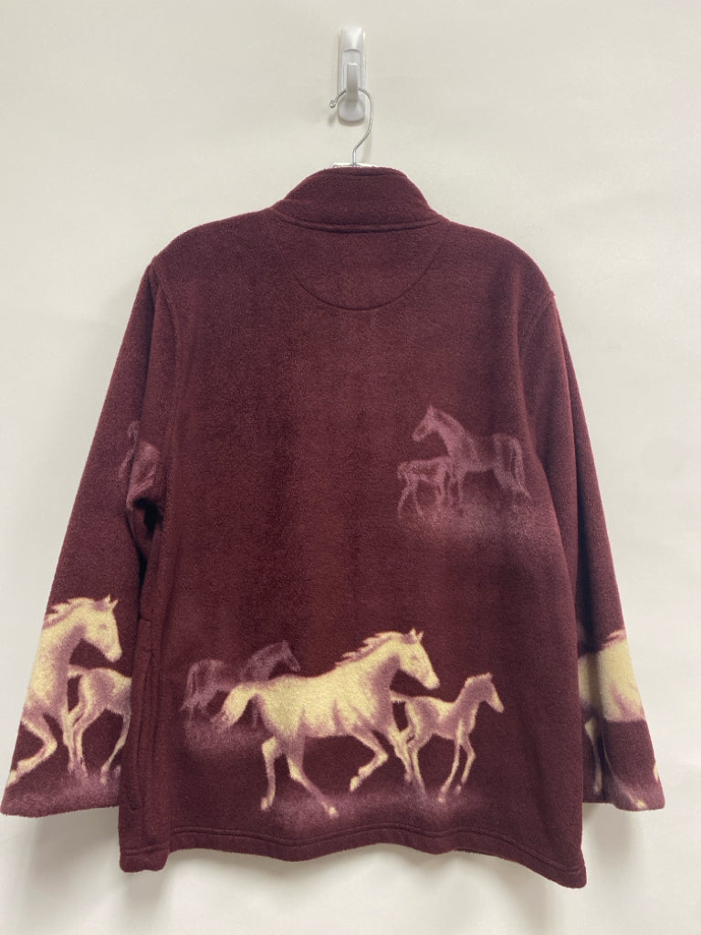 Bit &amp; Bridle Size M Burgundy White Horses Fleece Ladies Jacket