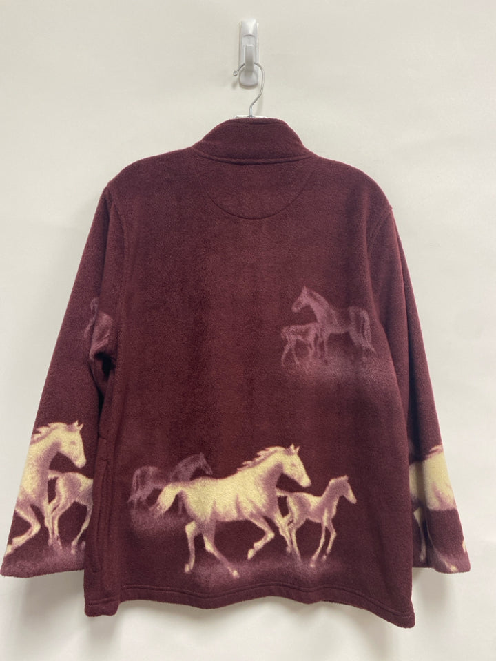 Bit &amp; Bridle Size M Burgundy White Horses Fleece Ladies Jacket