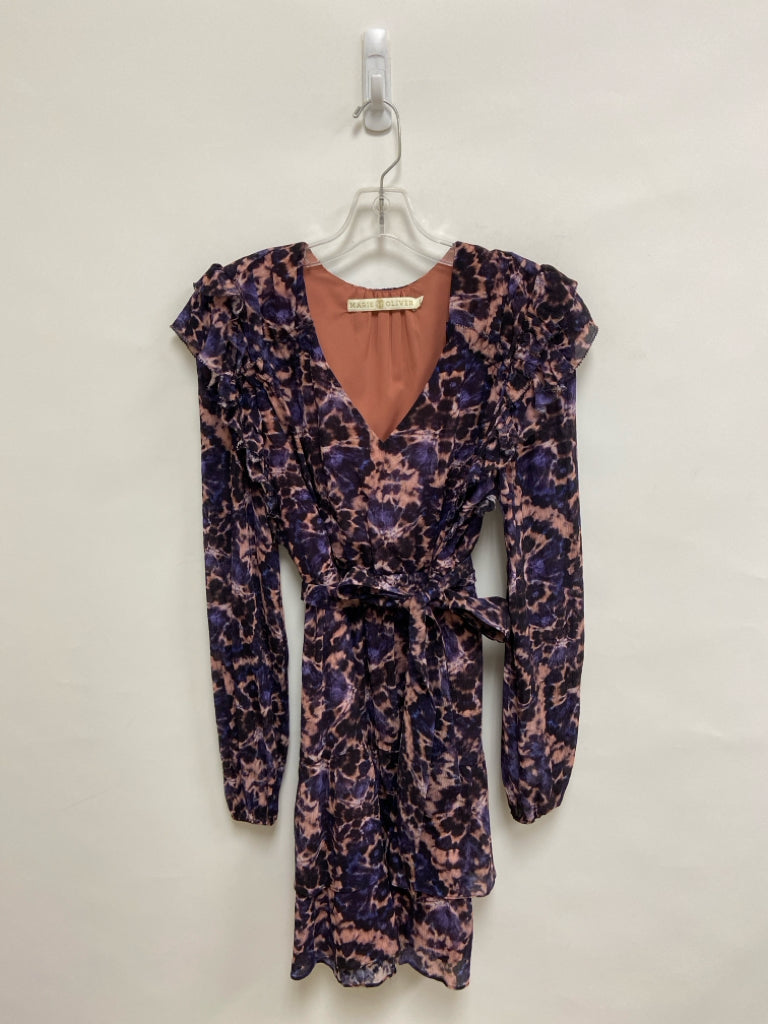 Marie Oliver Size S Purple Blush Abstract Silk Ladies Dress