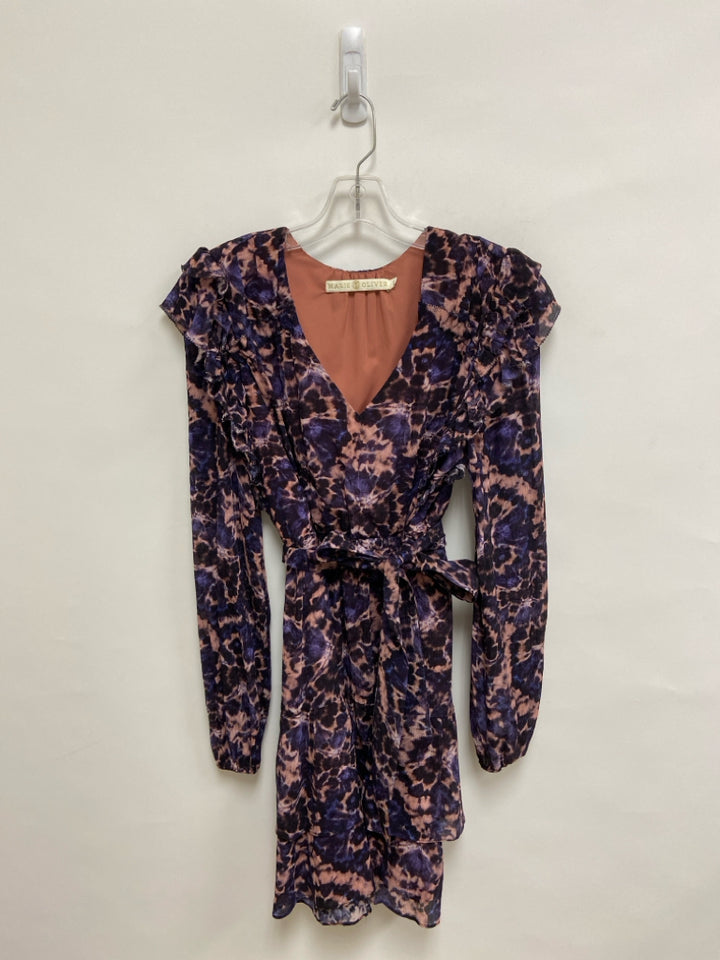 Marie Oliver Size S Purple Blush Abstract Silk Ladies Dress