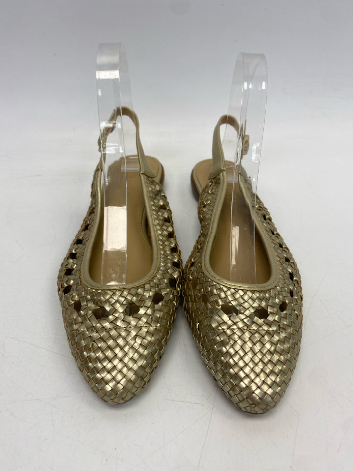 NWOT Talbots  Size 8 Gold Woven Metallic Flats